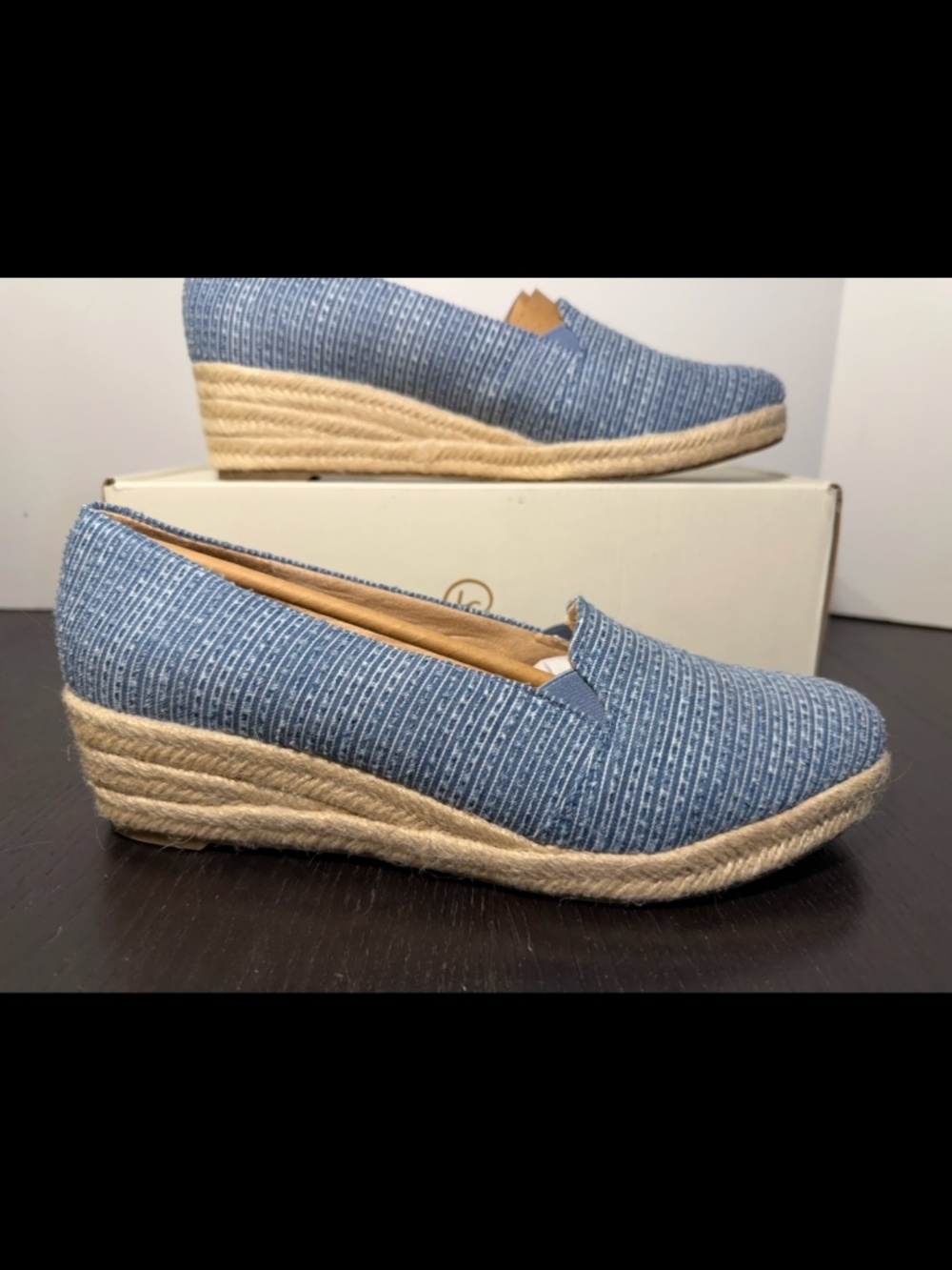 LifeStride Kamilla Espadrille Wedge Slip On Shoes Mid Blue Denim Womans 10M